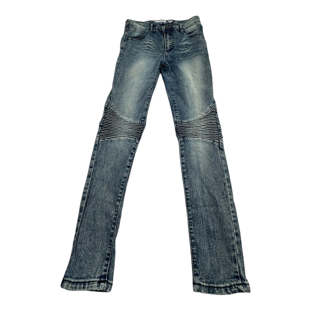 Mecca Boys Jeans Blue‎ Wash Stretch Fit Moto Style Size 14